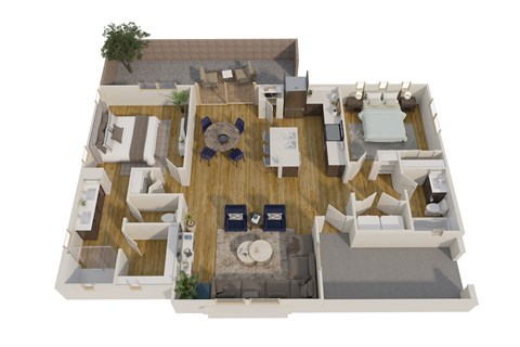 Floor plan for 2 beds, 2 baths, 1095 sqft